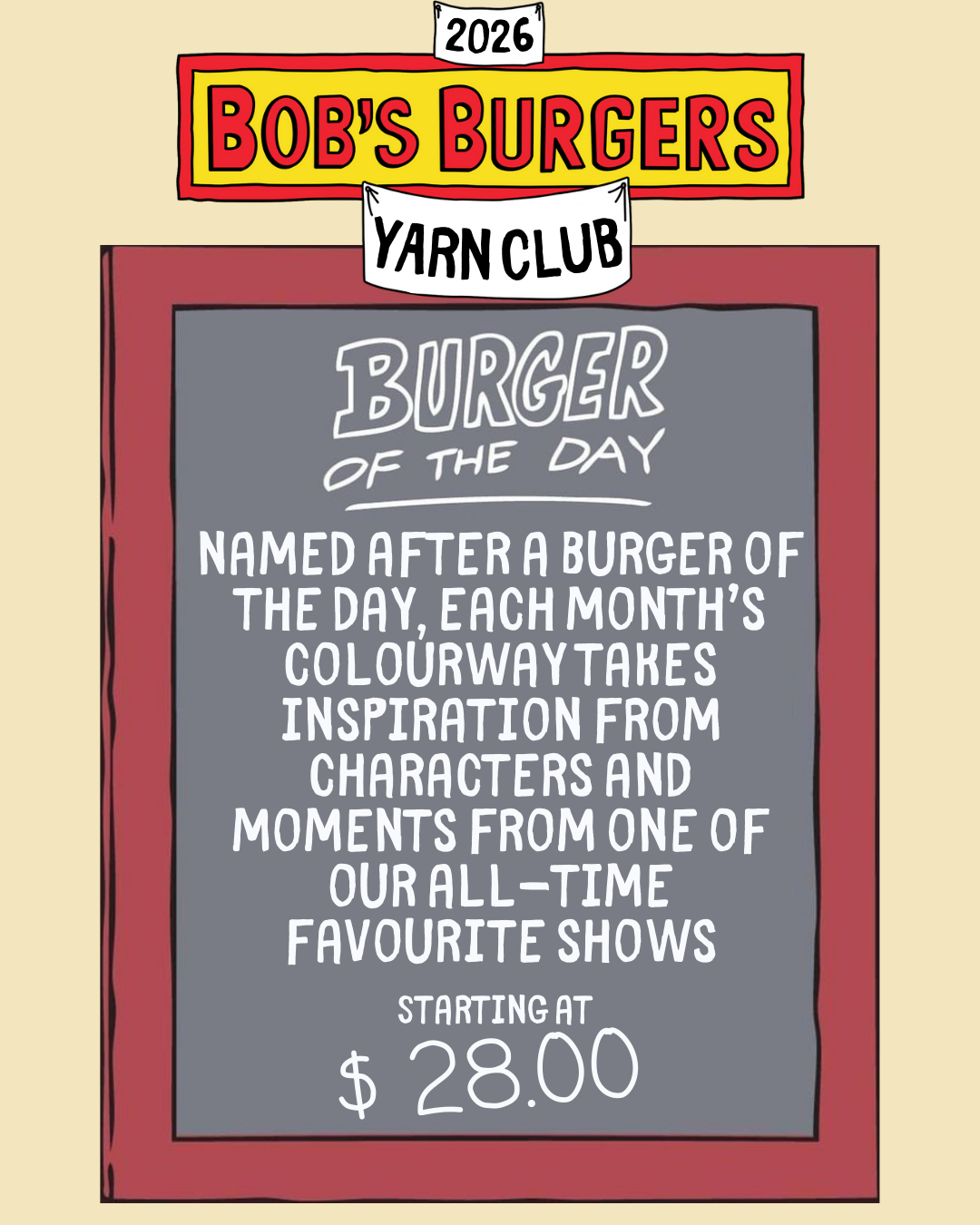 Bob's Burgers Monthly Yarn Club