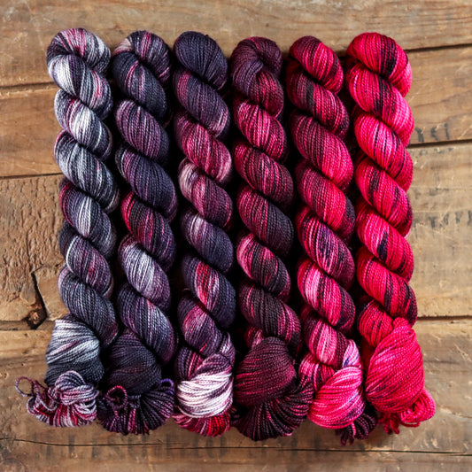 Black Tulip | sweet pea sock half skein fade set