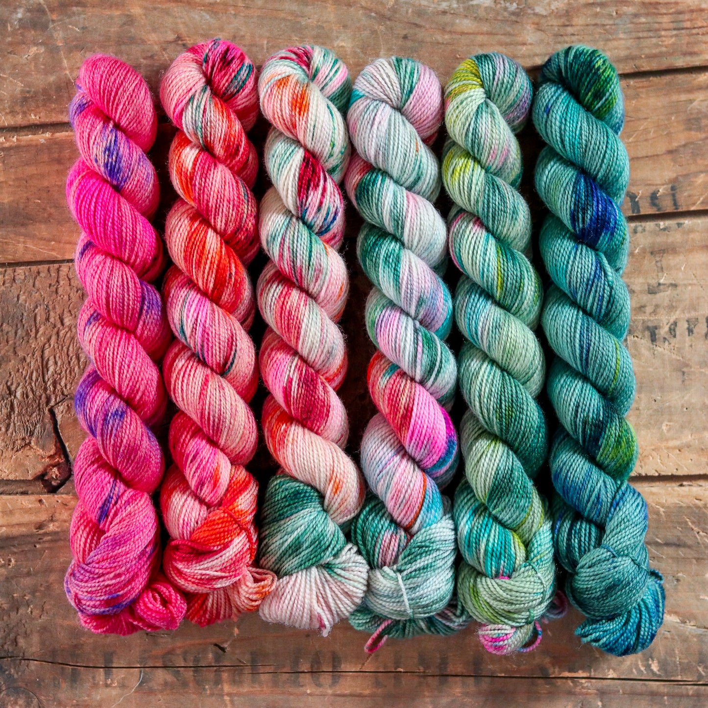 Cactus Flower | sweet pea sock half skein fade set